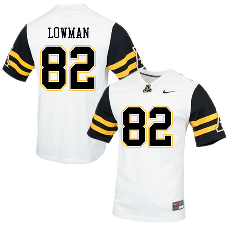 Men #82 Jaquan Lowman Appalachian State Mountaineers College Football Jerseys Sale-White - Click Image to Close